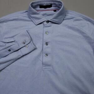 Greyson Omaha Long Sleeve Polo Ash Blue Golf Ocean Edge Golf Club Preppy L
